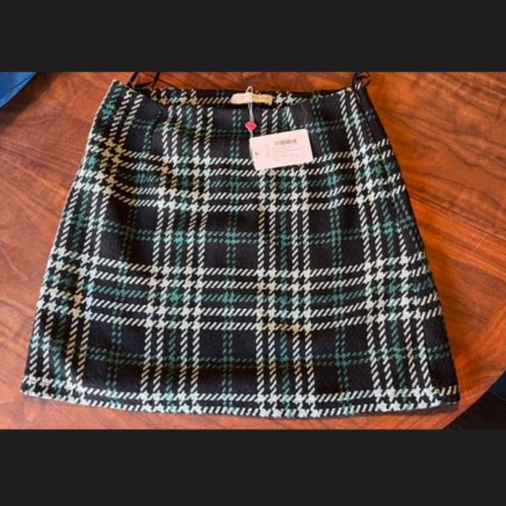 Mademoiselle YéYé Bye Bye Baby Mini Skirt, Medium, Black/Teal, NWT